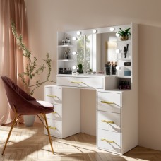 Tualetes galdiņš ar spoguli BROADWAY, balts